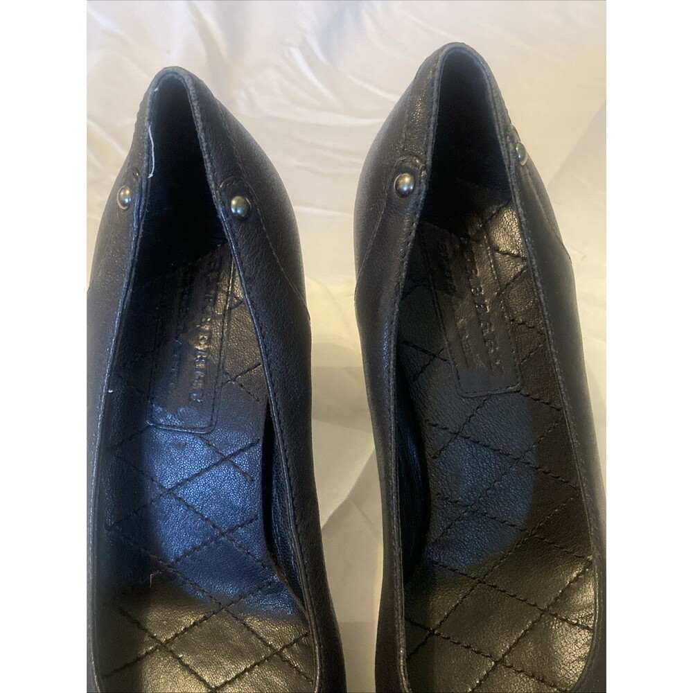 Burberry Black Leather Buckle Pumps Quilted Insoles Sz 5 Designer Heels - Picture 7 of 13